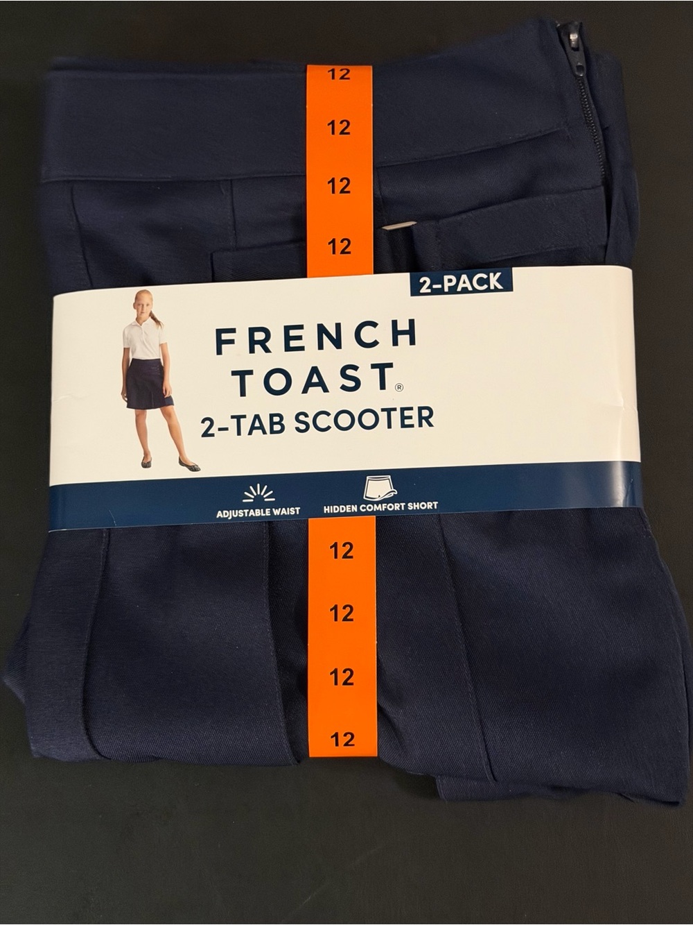 French Toast Girl’s Navy 2-Pack 2-Tab Scooter Skirts